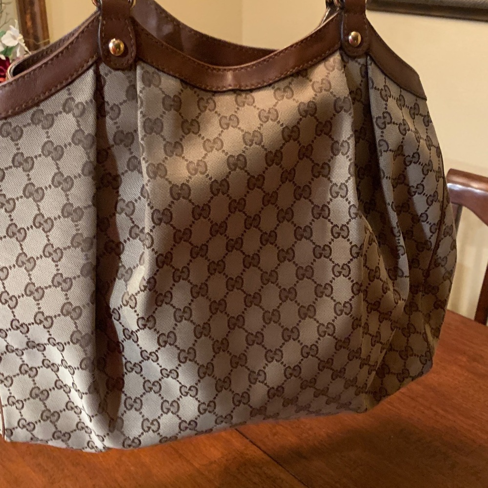 Authentic Gucci Brown large Monogram Tote Bag, sold out, great condition!